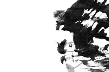 Soyut siyah mürekkep lekesi. Suluboya kağıdına Çin mürekkep arkaplanı. 