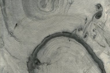 Soyut siyah mürekkep lekesi. Suluboya kağıdına Çin mürekkep arkaplanı. 