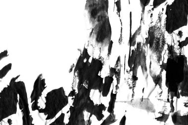 Soyut siyah mürekkep lekesi. Suluboya kağıdına Çin mürekkep arkaplanı. 