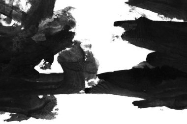 Soyut siyah mürekkep lekesi. Suluboya kağıdına Çin mürekkep arkaplanı. 