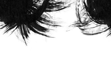 Soyut siyah mürekkep lekesi. Suluboya kağıdına Çin mürekkep arkaplanı. 