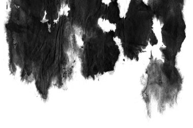 Soyut siyah mürekkep lekesi. Suluboya kağıdına Çin mürekkep arkaplanı. 