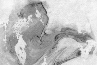 Soyut siyah mürekkep lekesi. Suluboya kağıdına Çin mürekkep arkaplanı. 