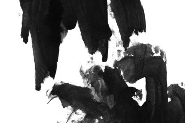 Soyut siyah mürekkep lekesi. Suluboya kağıdına Çin mürekkep arkaplanı. 