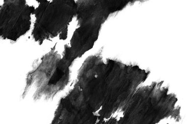 Soyut siyah mürekkep lekesi. Suluboya kağıdına Çin mürekkep arkaplanı. 