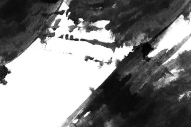 Soyut siyah mürekkep lekesi. Suluboya kağıdına Çin mürekkep arkaplanı. 