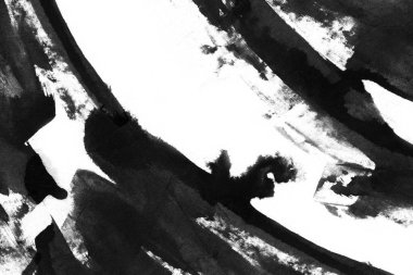 Soyut siyah mürekkep lekesi. Suluboya kağıdına Çin mürekkep arkaplanı. 