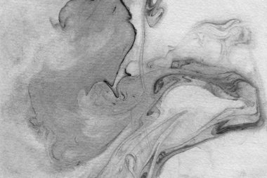 Soyut siyah mürekkep lekesi. Suluboya kağıdına Çin mürekkep arkaplanı. 