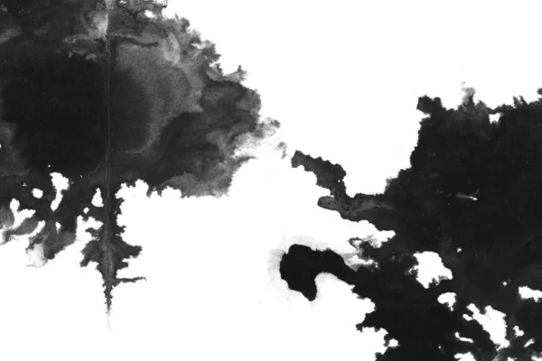 Abstrakcyjna Czarna Plama Atramentu Chiński Tło Atramentu Papierze Akwarelowym — Zdjęcie stockowe