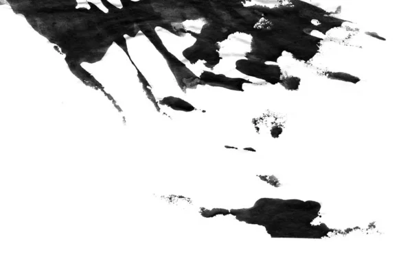Mancha Tinta Negra Abstracta Fondo Tinta China Sobre Papel Acuarela — Foto de Stock
