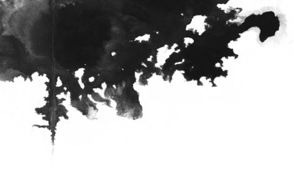 Abstracte Zwarte Inkt Vlek Chinese Inkt Achtergrond Aquarel Papier — Stockfoto