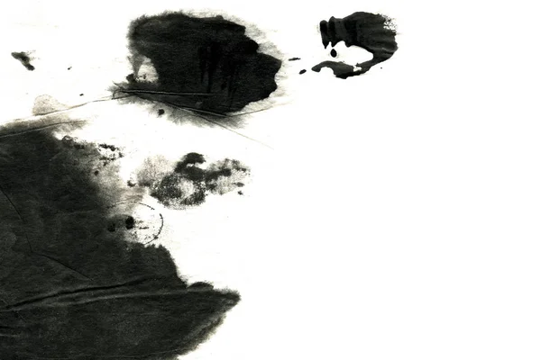 Absztrakt Fekete Tintafoltok Kínai Tinta Háttér Akvarell Papír — Stock Fotó
