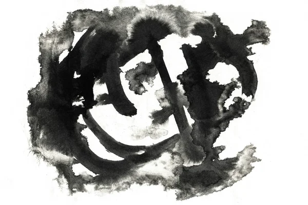Abstraktní Černá Skvrna Čínské Inkoust Pozadí Akvarel Papíru — Stock fotografie