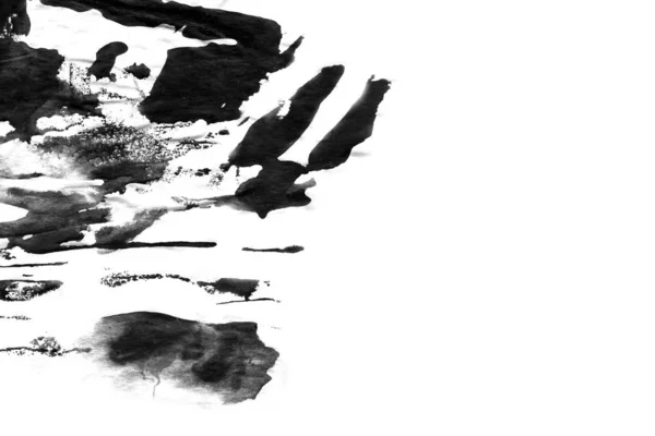 Absztrakt Fekete Tintafoltok Kínai Tinta Háttér Akvarell Papír — Stock Fotó