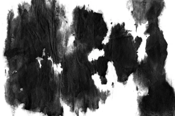 Abstract black ink stain. Chinese ink background on watercolor paper.