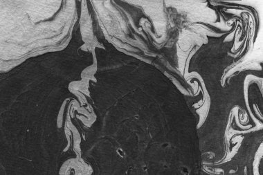 Soyut siyah mürekkep lekesi. Suluboya kağıdına Çin mürekkep arkaplanı. 