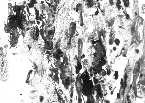 Abstracte Inkt Achtergrond Marmeren Stijl Zwarte Verf Slag Textuur Wit — Stockfoto