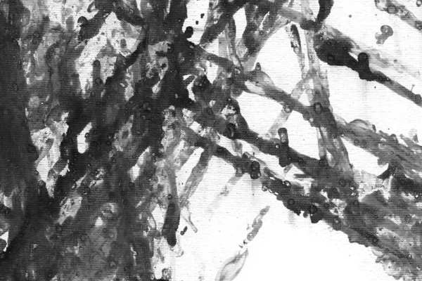 Fond Encre Abstrait Style Marbre Texture Noire Sur Papier Blanc — Photo