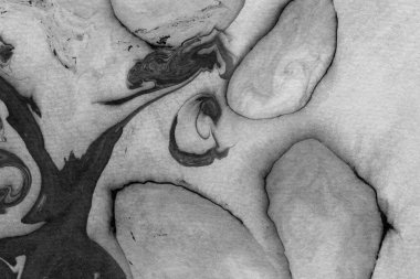 Soyut siyah mürekkep lekesi. Suluboya kağıdına Çin mürekkep arkaplanı. 