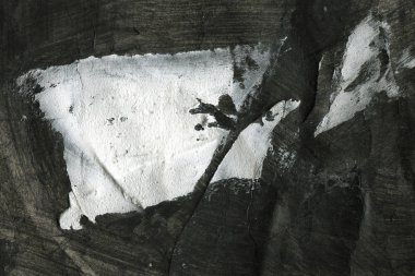 Soyut mürekkep arka plan. Mermer tarzı. Beyaz kağıt üzerinde siyah boya kontur dokusu. Grunge çamur sanat. Görüntüyü spackling yapıştırın. Web tasarım için guaş duvar kağıdı. Alçıpan çamur sanat. Tablomsu plaste