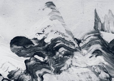 Soyut mürekkep arkaplanı. Mermer tarzı. Siyah ve beyaz boya dokusu. Ağ ve oyun tasarımı için duvar kağıdı. Grunge çamur sanatı. Makro alçı macunu görüntüsü. Boyalı alçının kara lekesi.