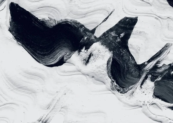 Abstracte Inkt Achtergrond Marmeren Stijl Zwarte Witte Verf Streep Textuur — Stockfoto