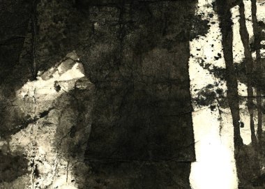 Soyut mürekkep arkaplanı. Mermer tarzı. Beyaz kağıda siyah boya dokusu. Ağ ve oyun tasarımı için duvar kağıdı. Grunge çamur sanatı. Kalem suyunun makro resmi. Koyu Smear