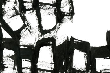 Soyut mürekkep arkaplanı. Mermer tarzı. Beyaz kağıda siyah boya dokusu. Ağ ve oyun tasarımı için duvar kağıdı. Grunge çamur sanatı. Kalem suyunun makro resmi. Koyu Smear