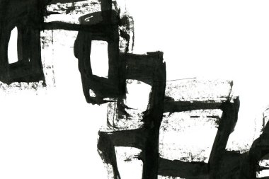 Soyut mürekkep arkaplanı. Mermer tarzı. Beyaz kağıda siyah boya dokusu. Ağ ve oyun tasarımı için duvar kağıdı. Grunge çamur sanatı. Kalem suyunun makro resmi. Koyu Smear