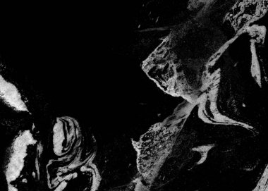 Soyut mürekkep arkaplanı. Mermer tarzı. Beyaz kağıda siyah boya dokusu. Ağ ve oyun tasarımı için duvar kağıdı. Grunge çamur sanatı. Kalem suyunun makro resmi. Koyu Smear