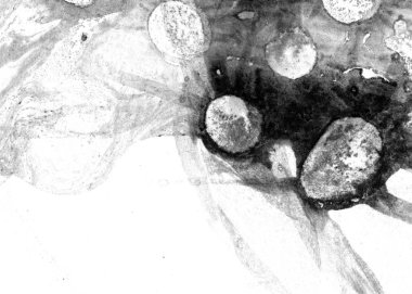 Soyut mürekkep arkaplanı. Mermer tarzı. Beyaz kağıda siyah boya dokusu. Ağ ve oyun tasarımı için duvar kağıdı. Grunge çamur sanatı. Kalem suyunun makro resmi. Koyu Smear