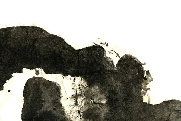 Fond Encre Abstrait Style Marbre Texture Noire Sur Papier Blanc — Photo