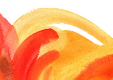 Kırmızı ve turuncu stokes mermer tarzında beyaz kağıt üzerine sıçrayan el boyalı suluboya arka plan.