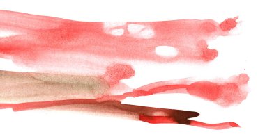 Mermer tarzda beyaz kağıda sıçrayan kırmızı stokes ile el boyaması suluboya arka plan.