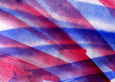 Kırmızı ve mavi stokes mermer tarzında beyaz kağıt üzerine sıçrayan el boyalı suluboya arka plan.