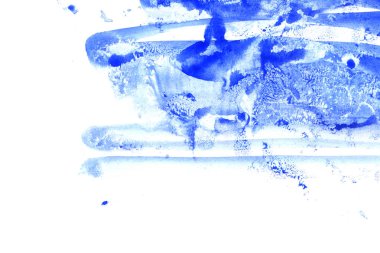 Beyaz arka plan üzerinde mavi boya darbeleri doku lekeleri ile soyut mürekkep deseni
