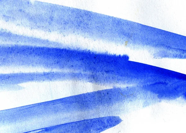 Handbemalter Aquarell Hintergrund Mit Blauen Düften Die Auf Weißem Papier — Stockfoto