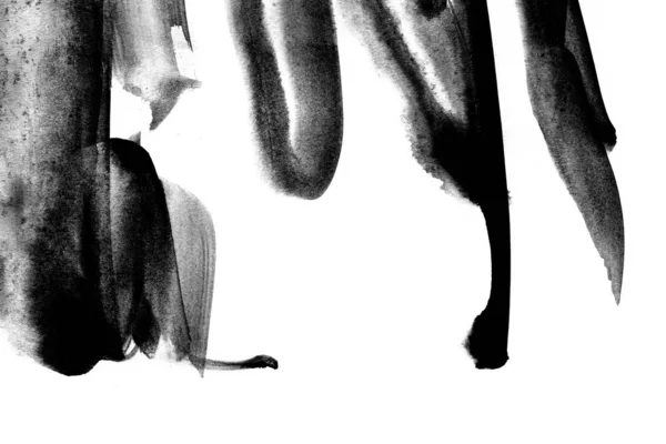 Mermer Tarzında Beyaz Kağıda Sıçrayan Siyah Stokes Ile Boyalı Suluboya — Stok fotoğraf