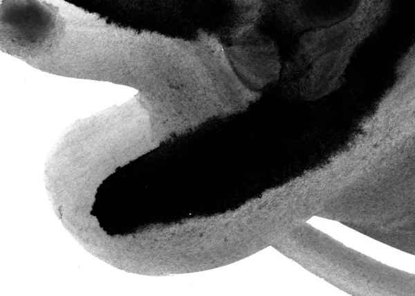 大理石のスタイルで白い紙に飛び散る黒いストークと手描きの水彩の背景 — ストック写真