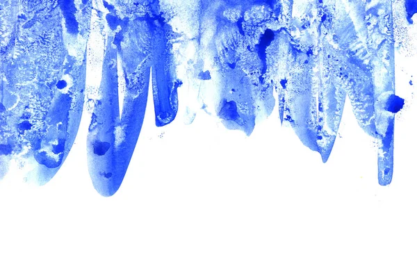Abstrakcyjny Wzór Atramentu Niebieską Farbą Pociągnięć Tekstury Rozmaz Białym Tle — Zdjęcie stockowe