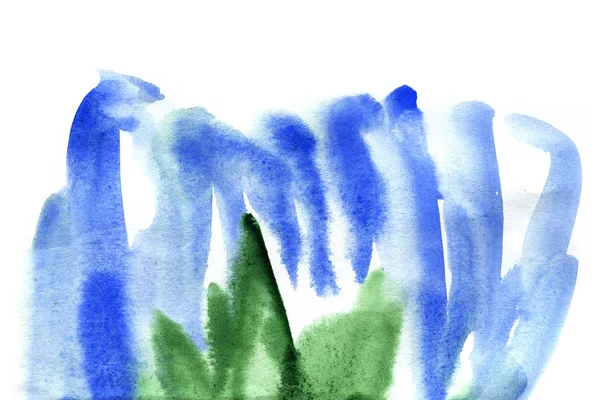 Handbemalter Aquarell Hintergrund Mit Blauen Und Grünen Düften Die Auf — Stockfoto