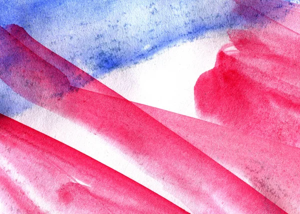 Hand Painted Watercolor Background Red Blue Stokes Splashing White Paper — Stock Photo, Image