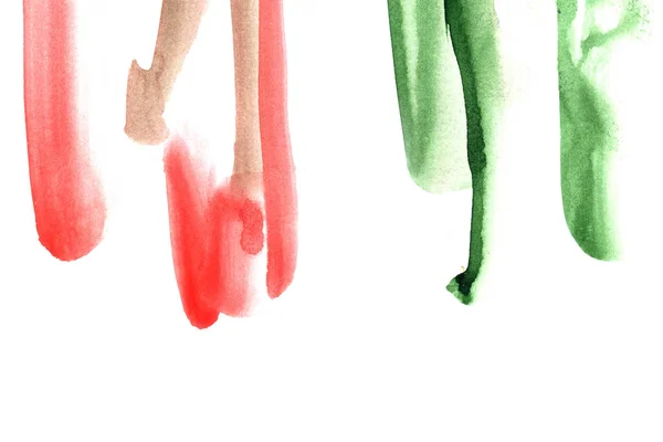 Aquarelle Peinte Main Fond Avec Traits Rouges Verts Éclaboussures Sur — Photo