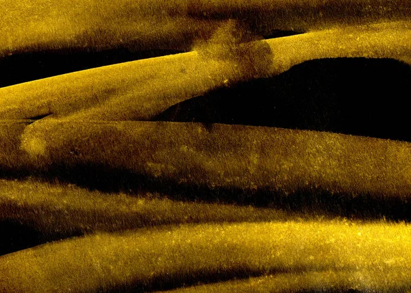 Vzorec Pro Abstraktní Akvarel Žlutými Tahy Vybarvení Černém Pozadí — Stock fotografie
