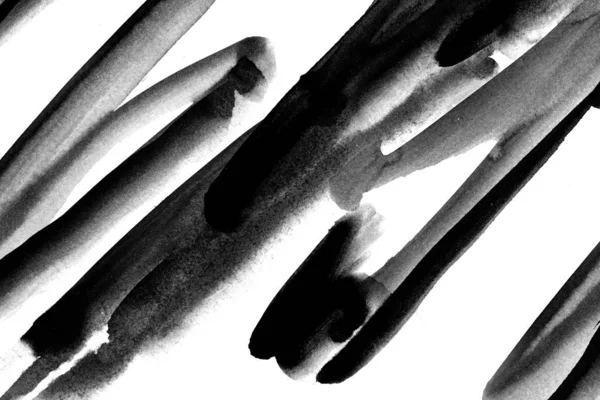 手绘水彩背景 黑色斯托克斯在大理石风格的白纸上飞溅 — 图库照片