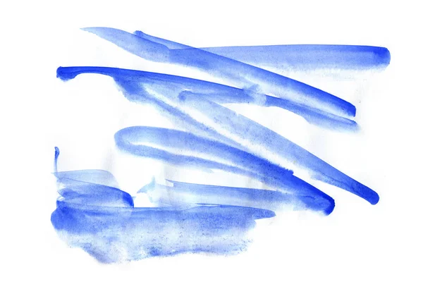 Handbemalter Aquarell Hintergrund Mit Blauen Düften Die Auf Weißem Papier — Stockfoto
