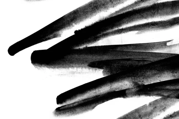 手绘水彩背景 黑色斯托克斯在大理石风格的白纸上飞溅 — 图库照片
