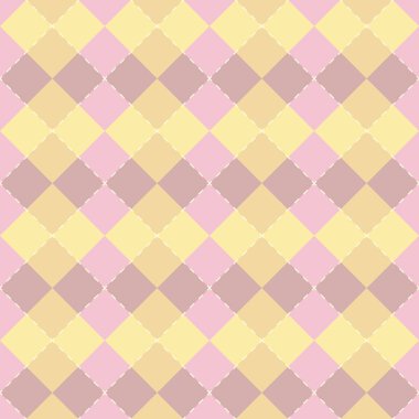 Sarı ve pembe renklerde pastel argyle deseni. Vektör arka planı.