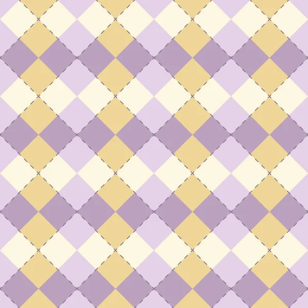 Pastel Argyle Pattern Yellow Purple Colors Vector Background — Stock Vector