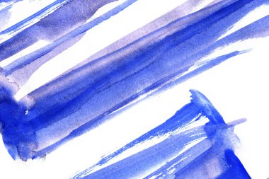 Yıkama ve beyaz arka plan üzerinde sıçramaları ile mavi mürekkep lekeleri.